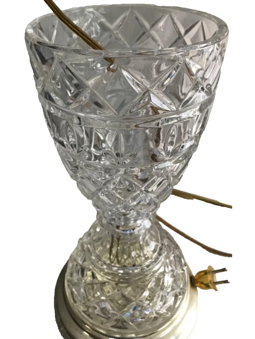 Vintage 3 piece Crystal Lamp Hand Cut Tiffany Style Create your own Base